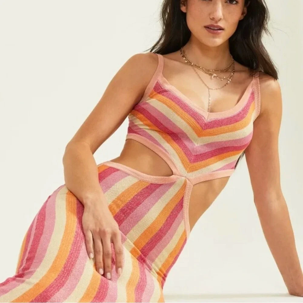 🩷 Altar’d State Avery Striped Midi Dress 🩷 - Picture 2 of 7